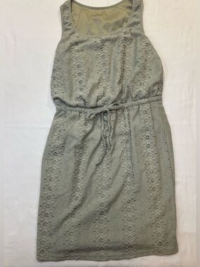 Sleeveless Sage Eyelet Drawstring Dress - Women